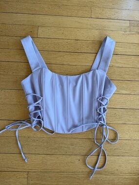 Papermoon Lavender Lace-Up Corset Crop Top